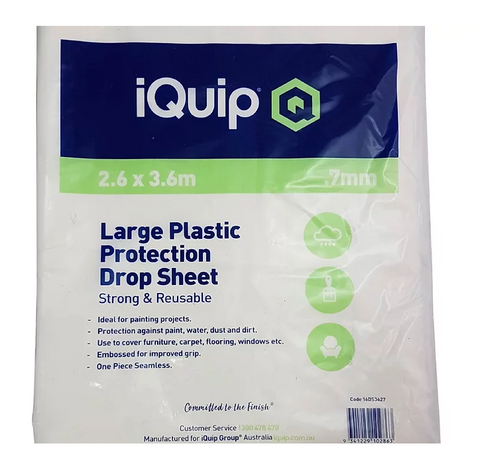 iQuip Plastic Drop Sheet Transparent 3.6X2.6M-Drop Sheet-Paint World