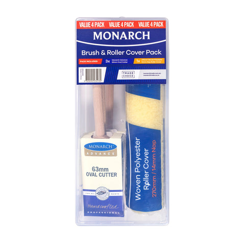 Mon/Advance 3PK 63mm Oval Brush AB-9666 (BONUS Roller Cover)-New Rollers Covers-Paint World