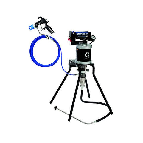 30:1 Merkur ES Airless Package, 0.4 gpm (1.5 lpm) fluid flow, standard mount, with PerformAA 50 Airless gun, suction hose, and plated steel