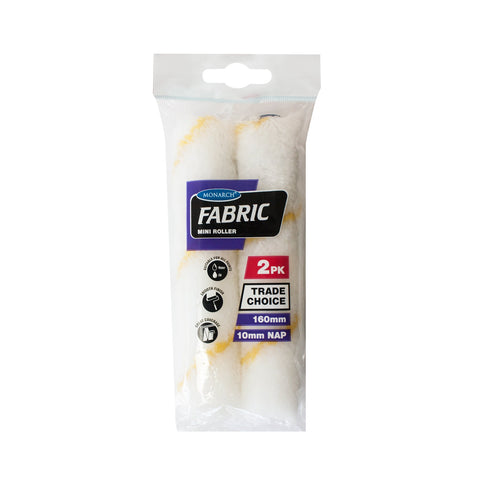 Monarch 160mm Fabric Mini Rollers 10mm Nap - 2PK-Mini Rollers / Task Roller Covers & Kits-Paint World
