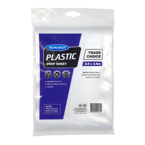 Monarch Clear Plastic Drop Sheet 2.6mx3.6m-Protection-Paint World